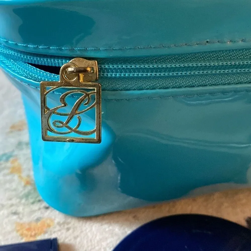 Estée Lauder make up bag train case with compact mirrors and blush brush